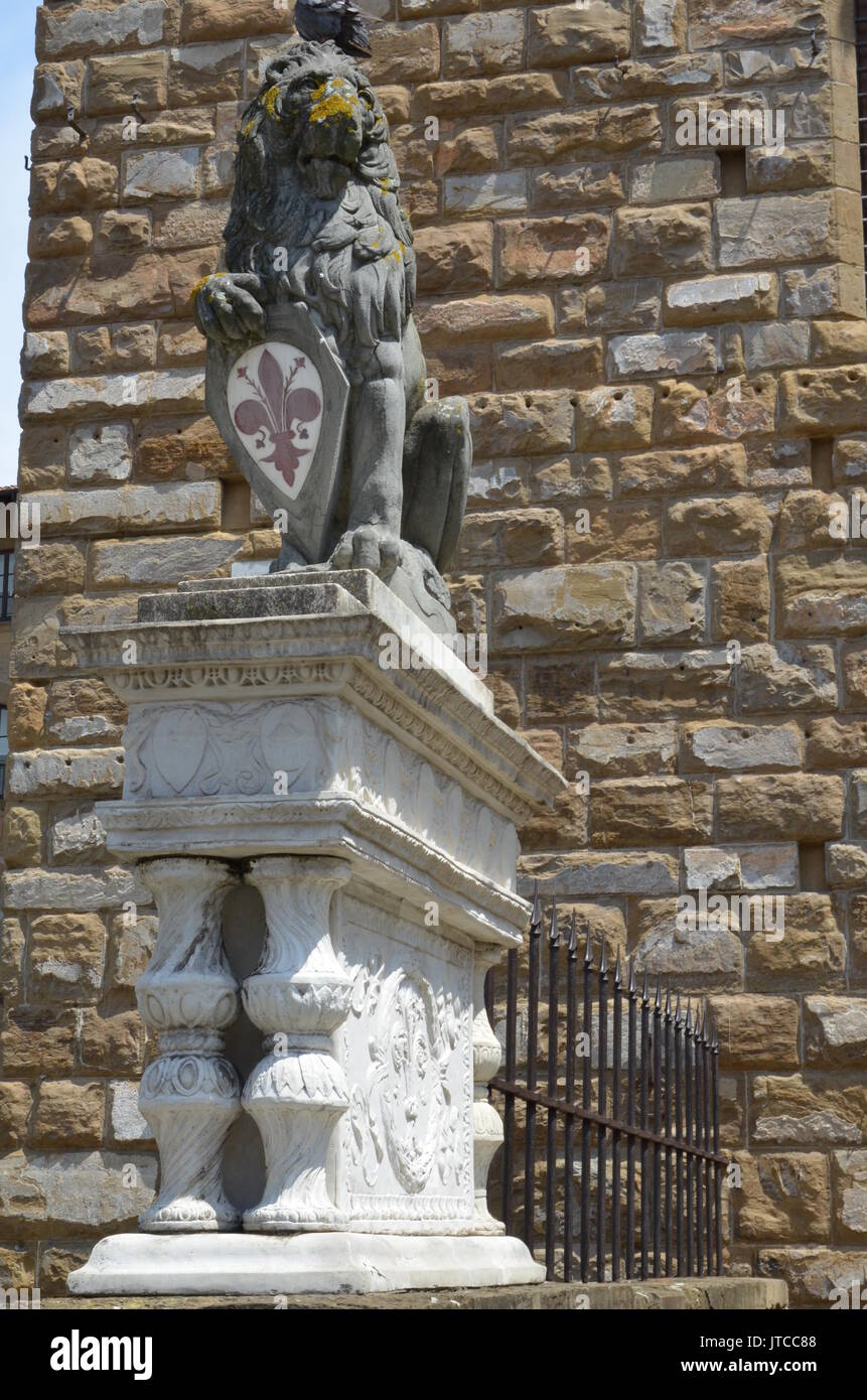 Lion statue in Piazza della Signoria Stock Photo