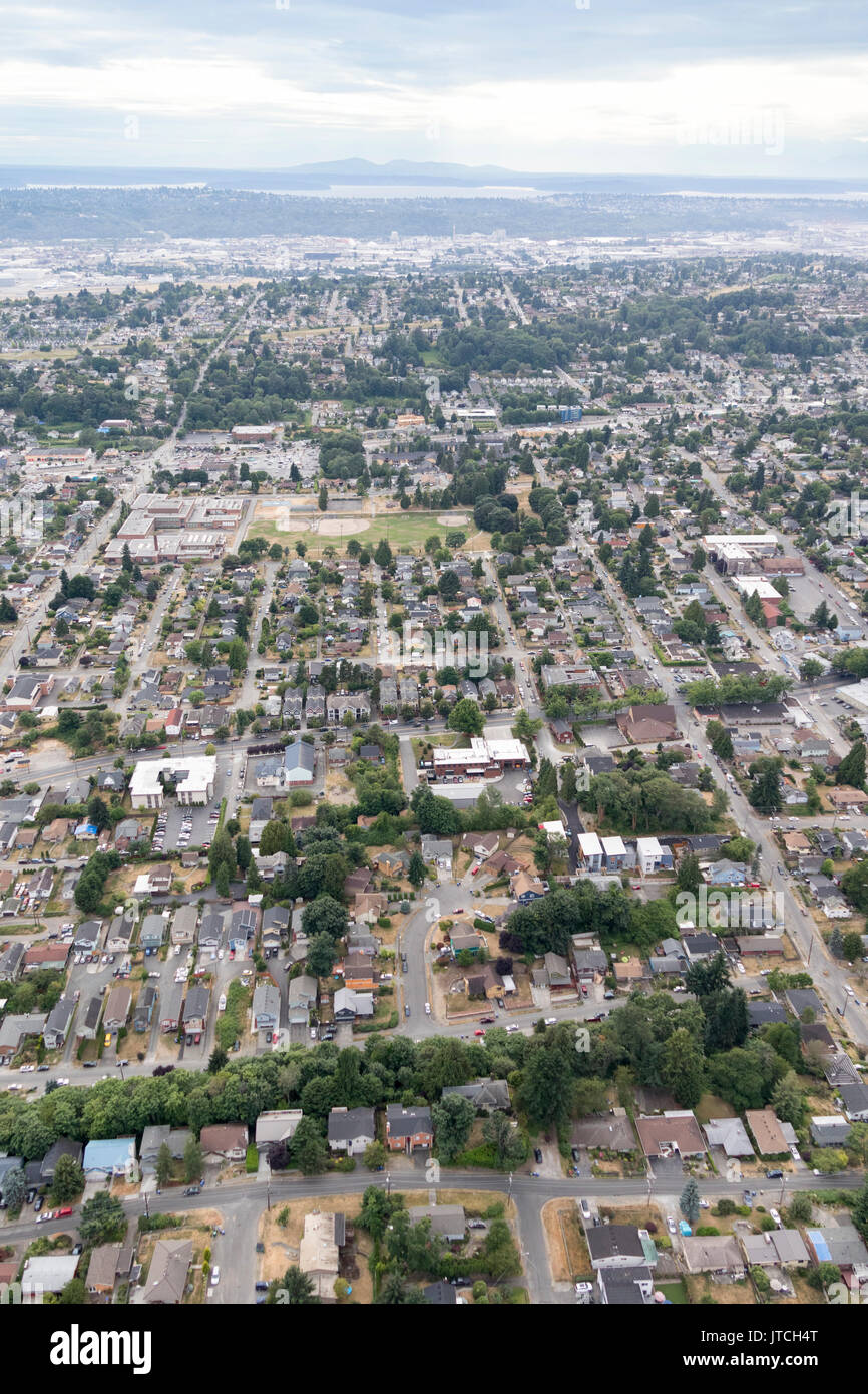 aerial view of Hillman City, Rainier Valley, Seattle, Washington, State