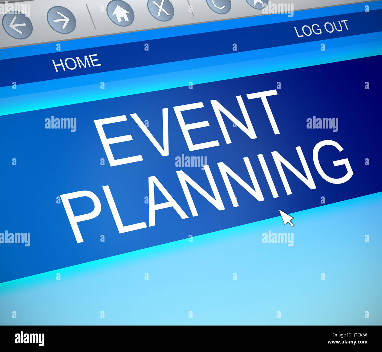 3d Illustration depicting a computer screen capture with an event planning concept. Stock Photo