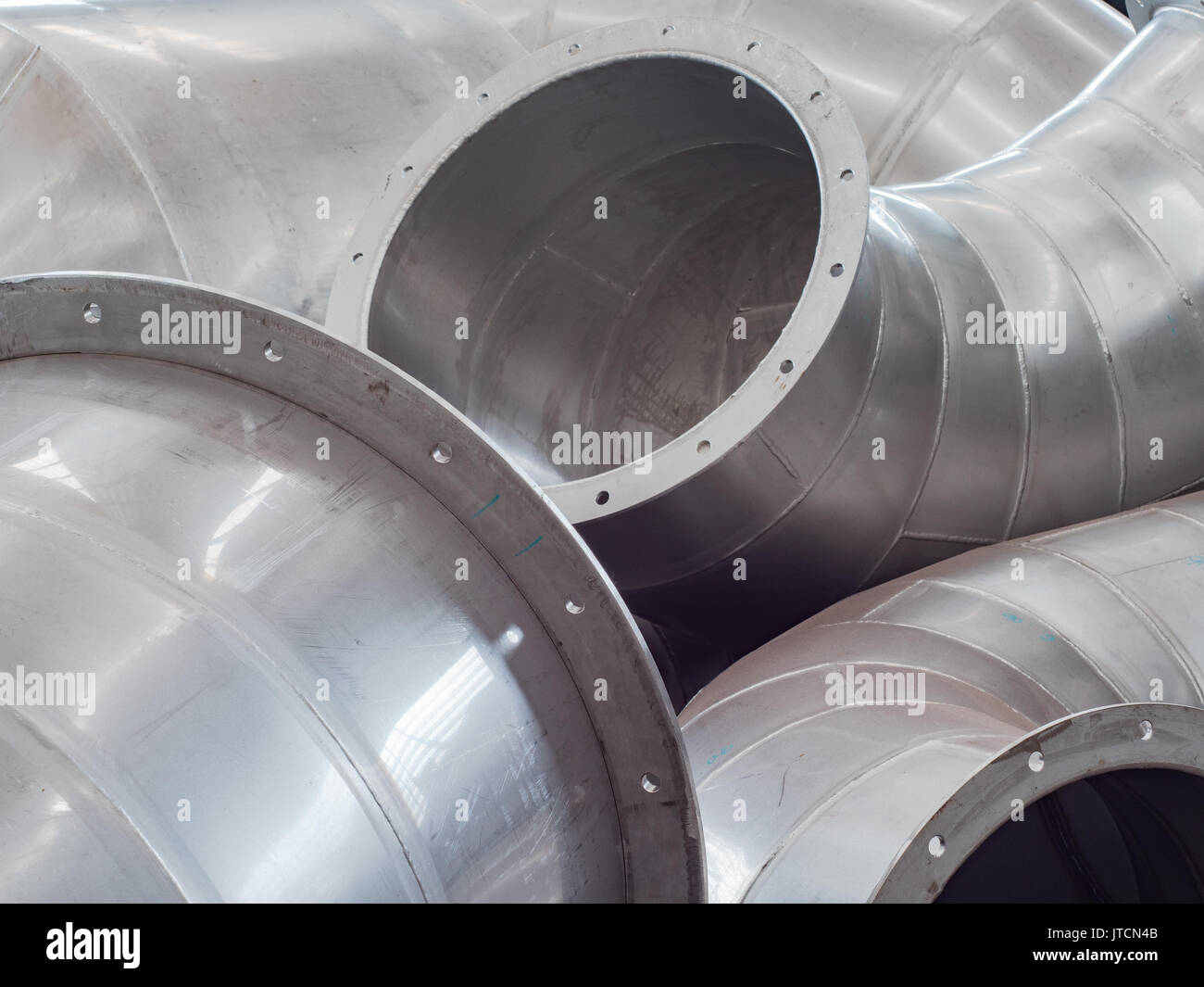 Stainless steel ducting parts for an industrial size ventilation system