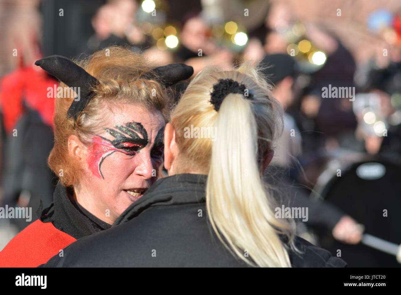 Mainz, Germany - November 11, 2015 - Opening of carneval season with marching samba band Stock Photo