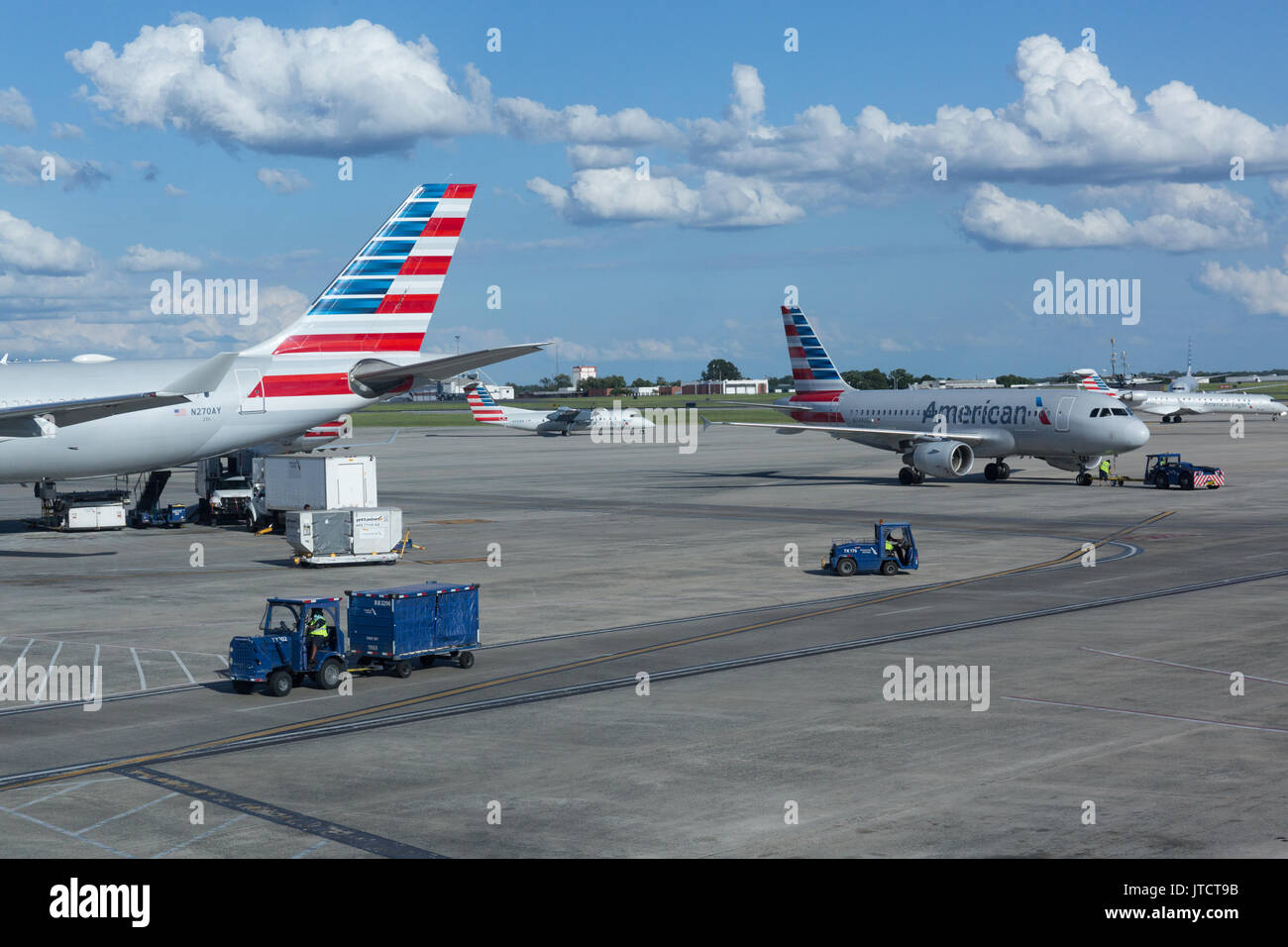 American Airlines and American Eagle jet airplanes at Charlotte Douglas International airport