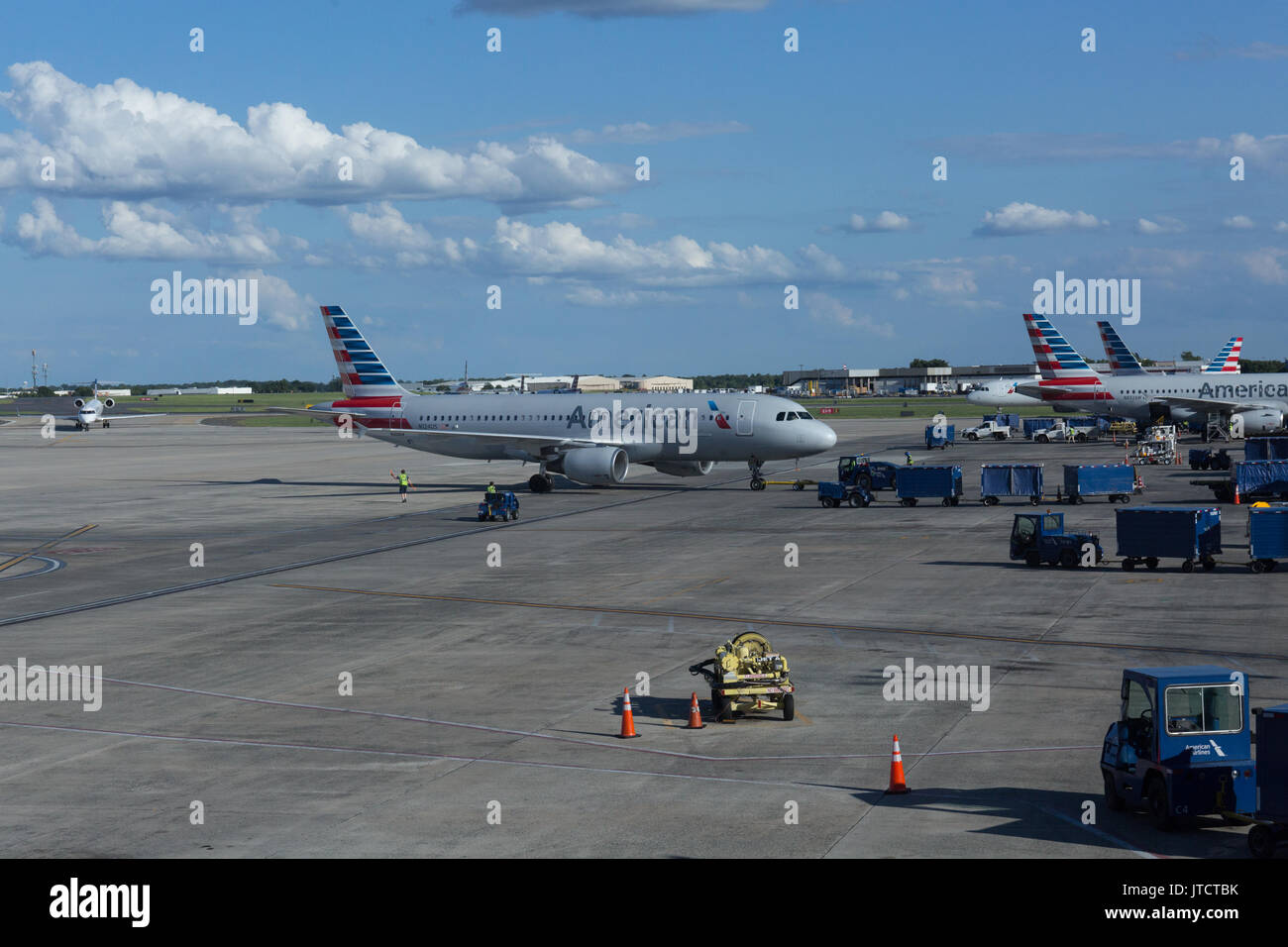American Airlines and American Eagle jet airplanes at Charlotte Douglas International airport