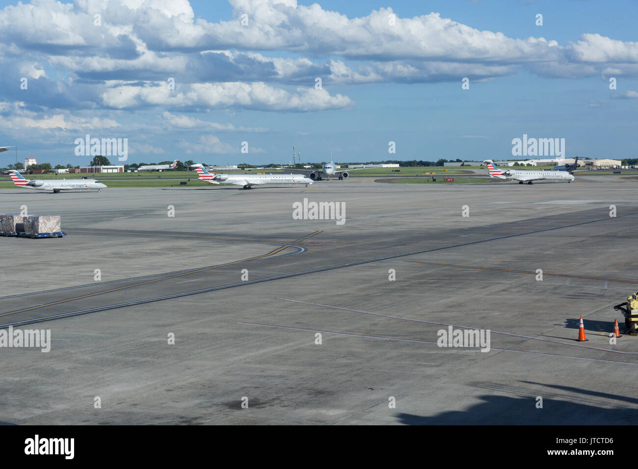 American Airlines and American Eagle jet airplanes at Charlotte Douglas International airport