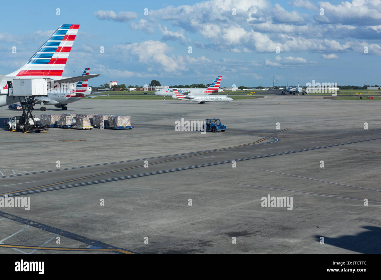 American Airlines and American Eagle jet airplanes at Charlotte Douglas International airport