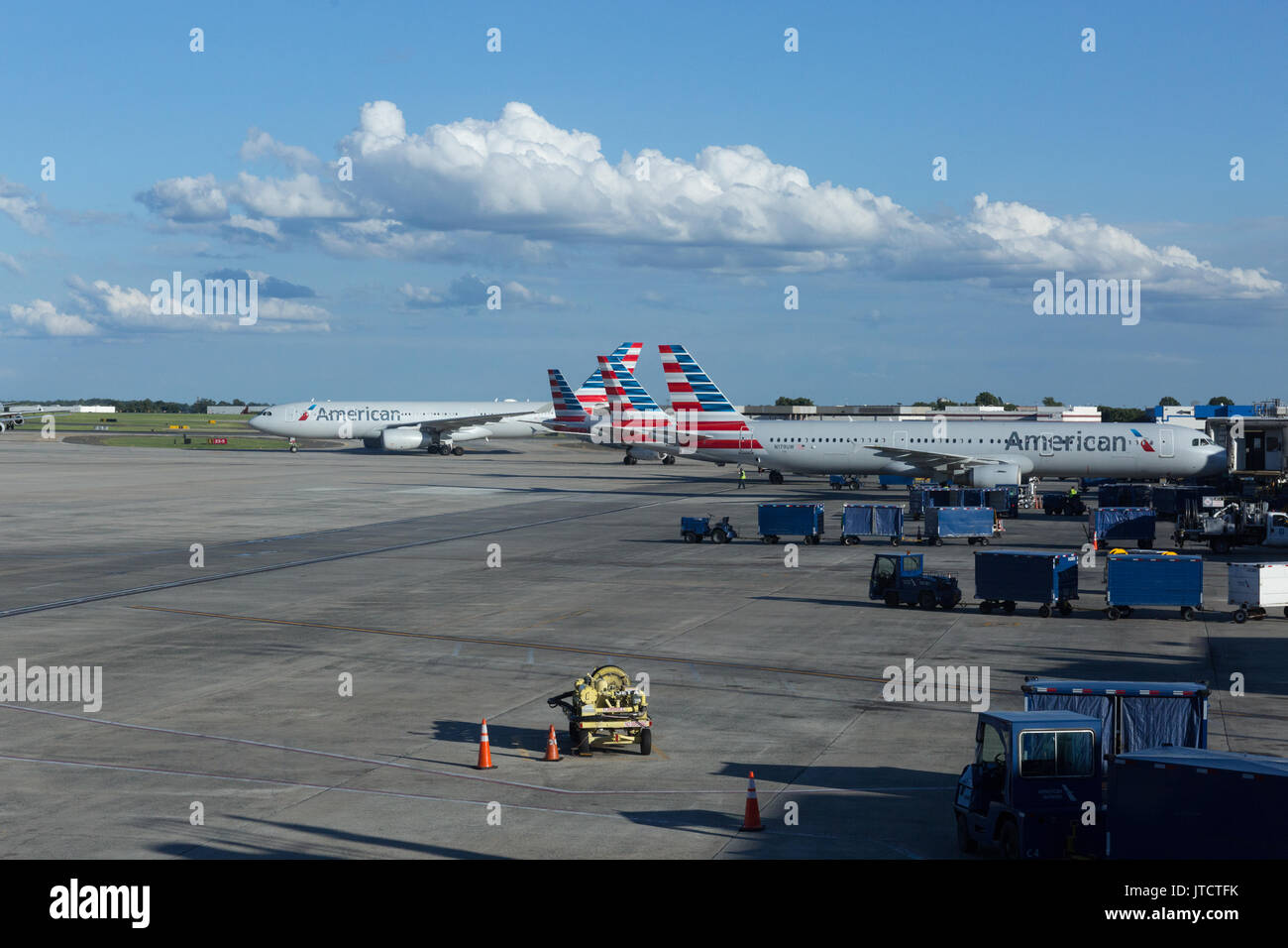 American Airlines and American Eagle jet airplanes at Charlotte Douglas International airport