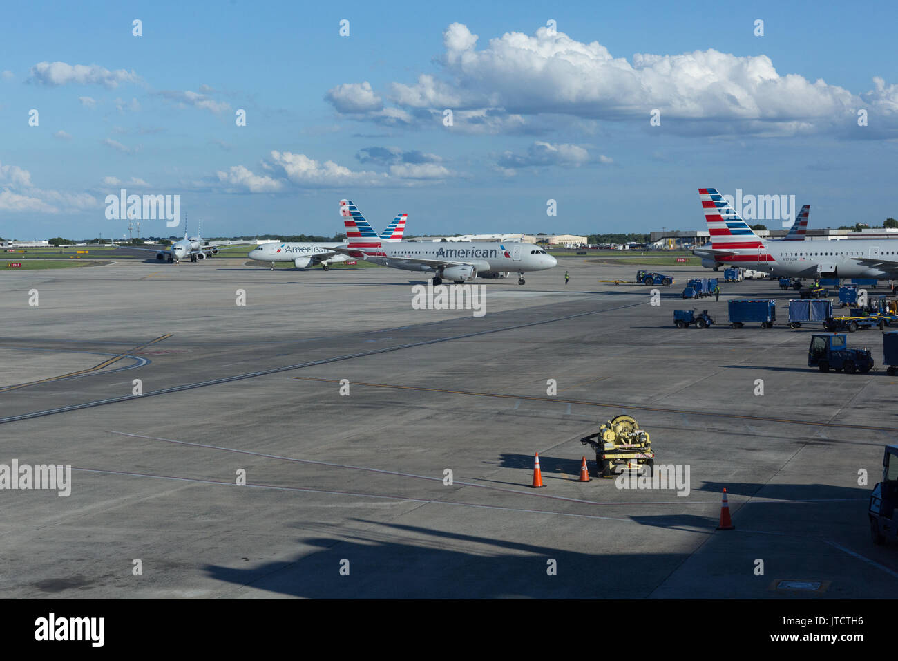 American Airlines and American Eagle jet airplanes at Charlotte Douglas International airport