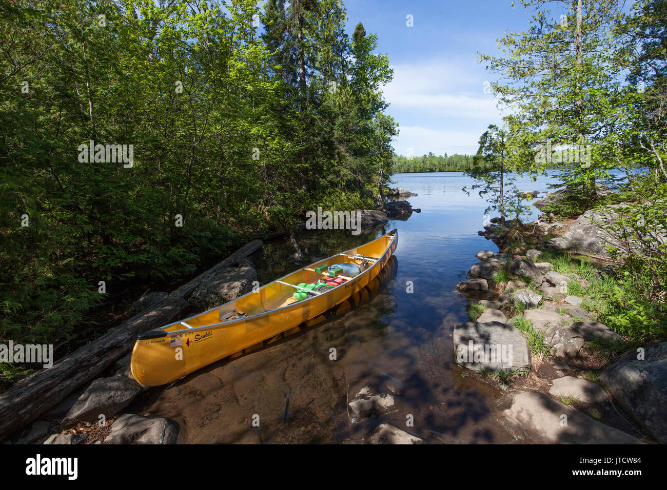 A canoe on a lake in the Boundary - A Canoe On A Lake In The Boundary Waters Canoe Area Wilderness Bwcaw JTCW84 