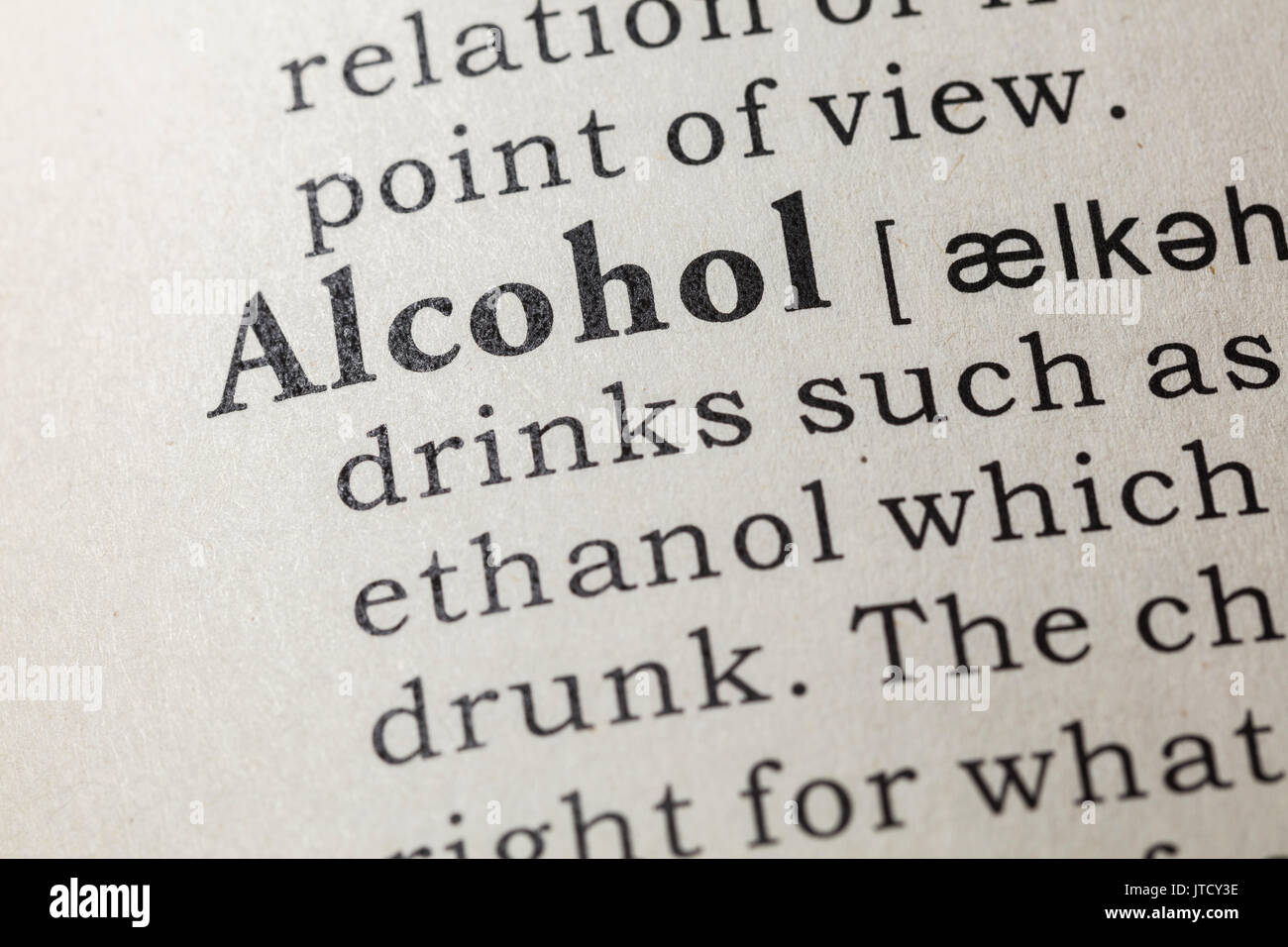 Fake Dictionary, Dictionary definition of the word alcohol. including key descriptive words
