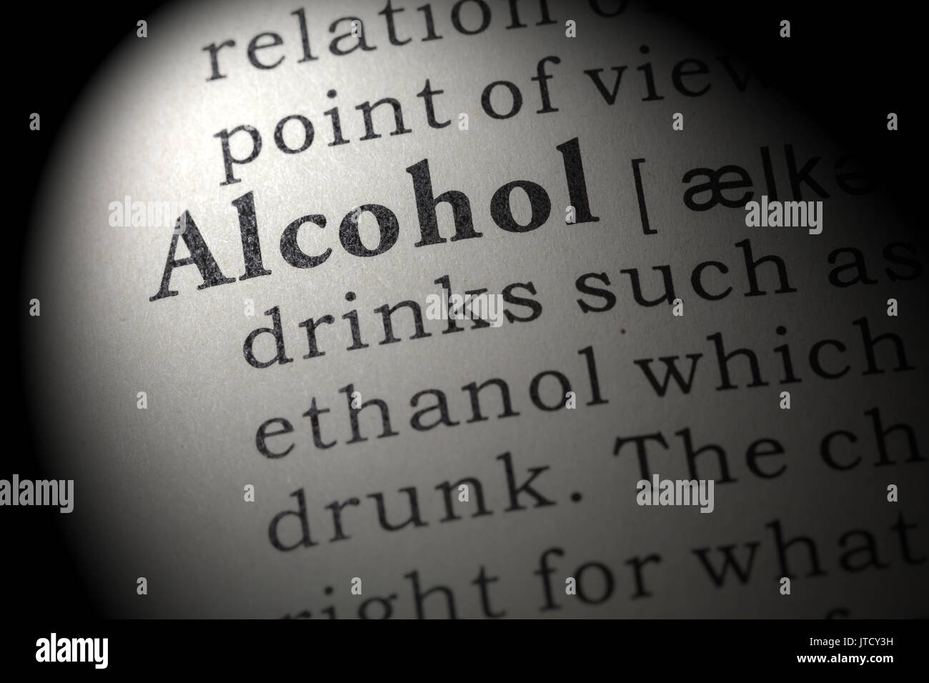 Fake Dictionary, Dictionary definition of the word alcohol. including key descriptive words