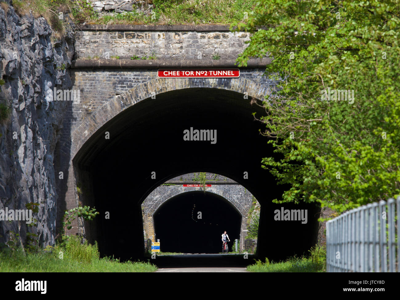 Chee Tor Tunnel No 2, Monsal Trail, cyclist and walkers route, Peak District Stock Photo