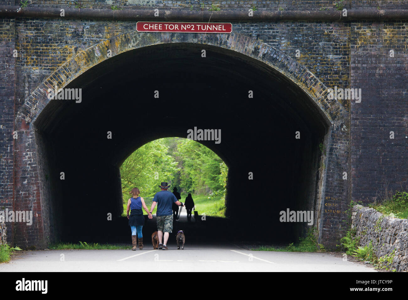 Chee Tor Tunnel No 2, Monsal Trail, cyclist and walkers route, Peak District Stock Photo