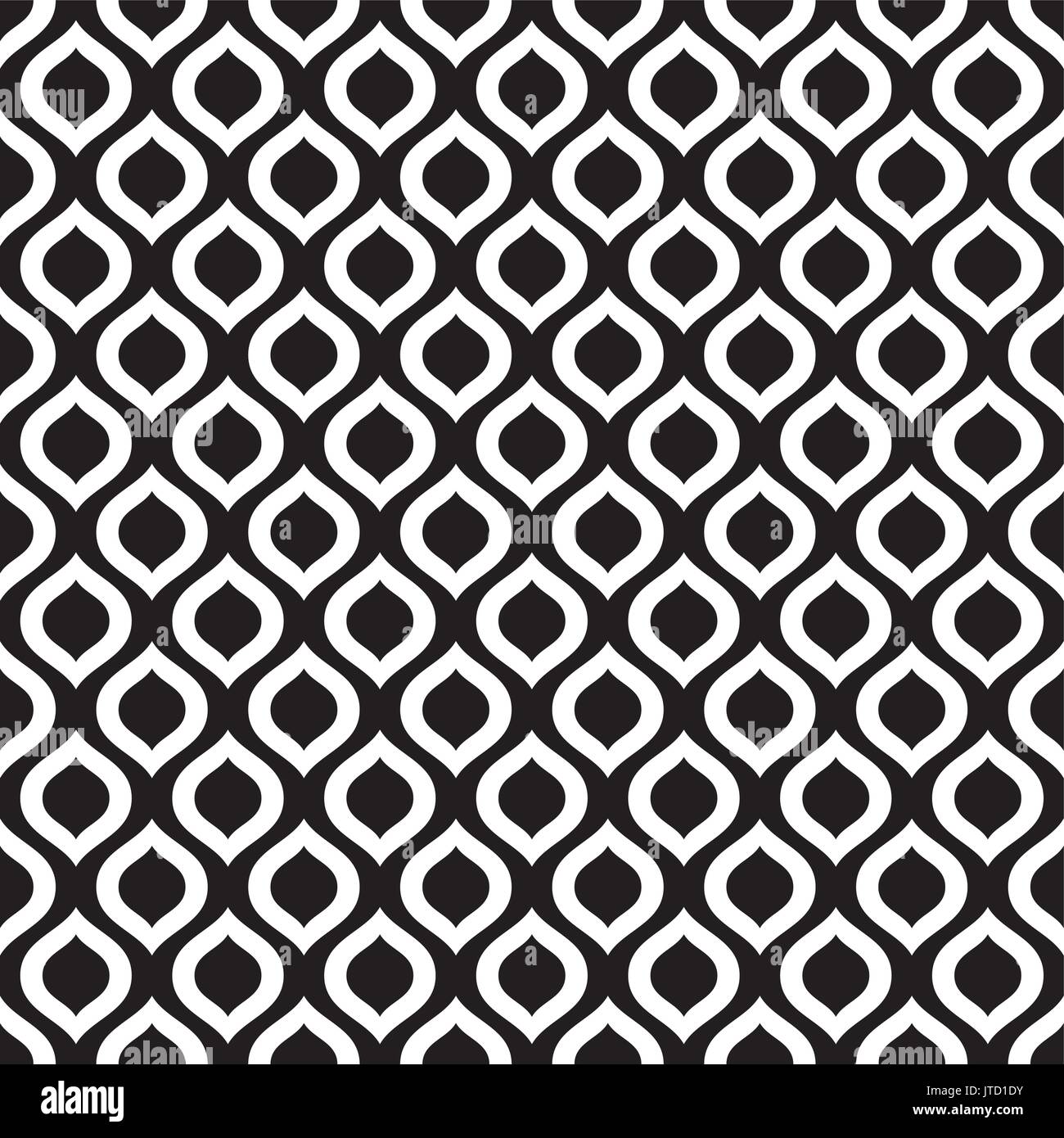 Wavy black and white seamless pattern in Arabian style. Endless texture for textile, wallpaper, backgrounds, wrappers. Monochrome geometric ornaments. Stock Vector