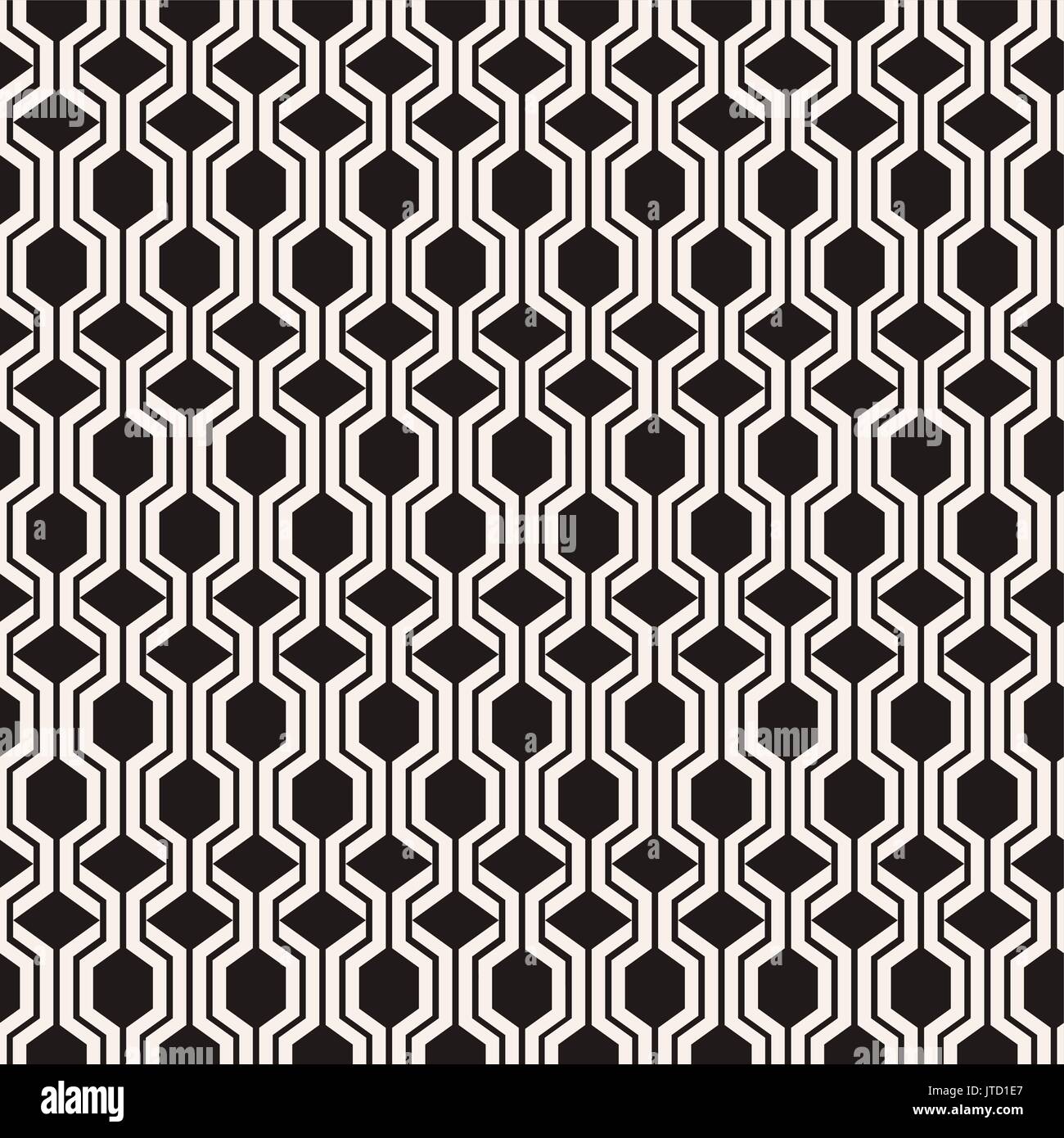 Abstract vector seamless pattern with hexagons and rhombuses. Geometric  black and white endless texture can be used for textile, gift wrap,fabric. Stock Vector