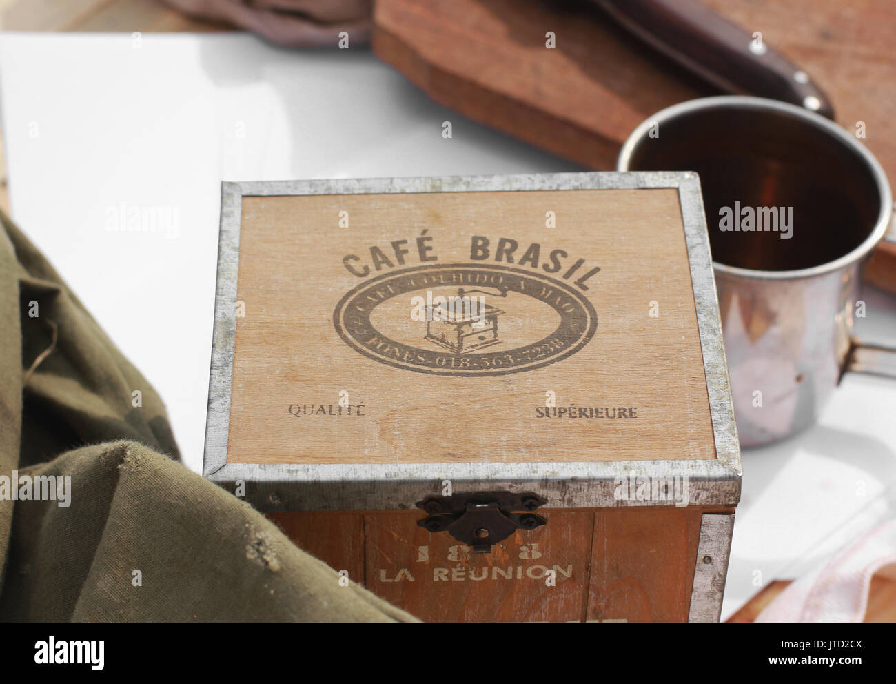 Antique Brazilian Coffee Box Stock Photo
