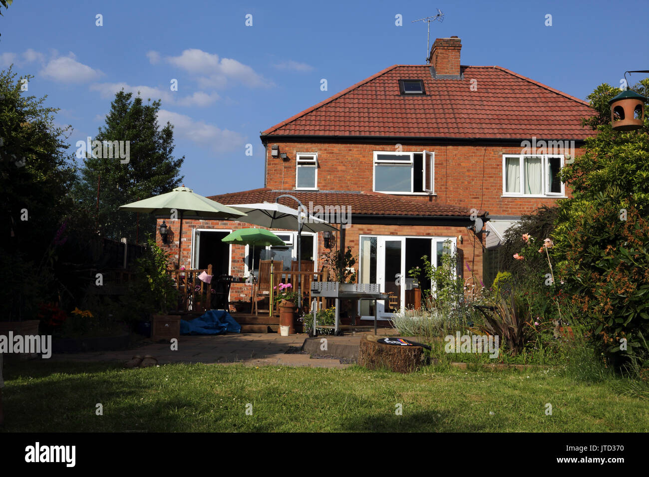 Semi Detached house with patio in garden Birmingham West Midlands England Stock Photo