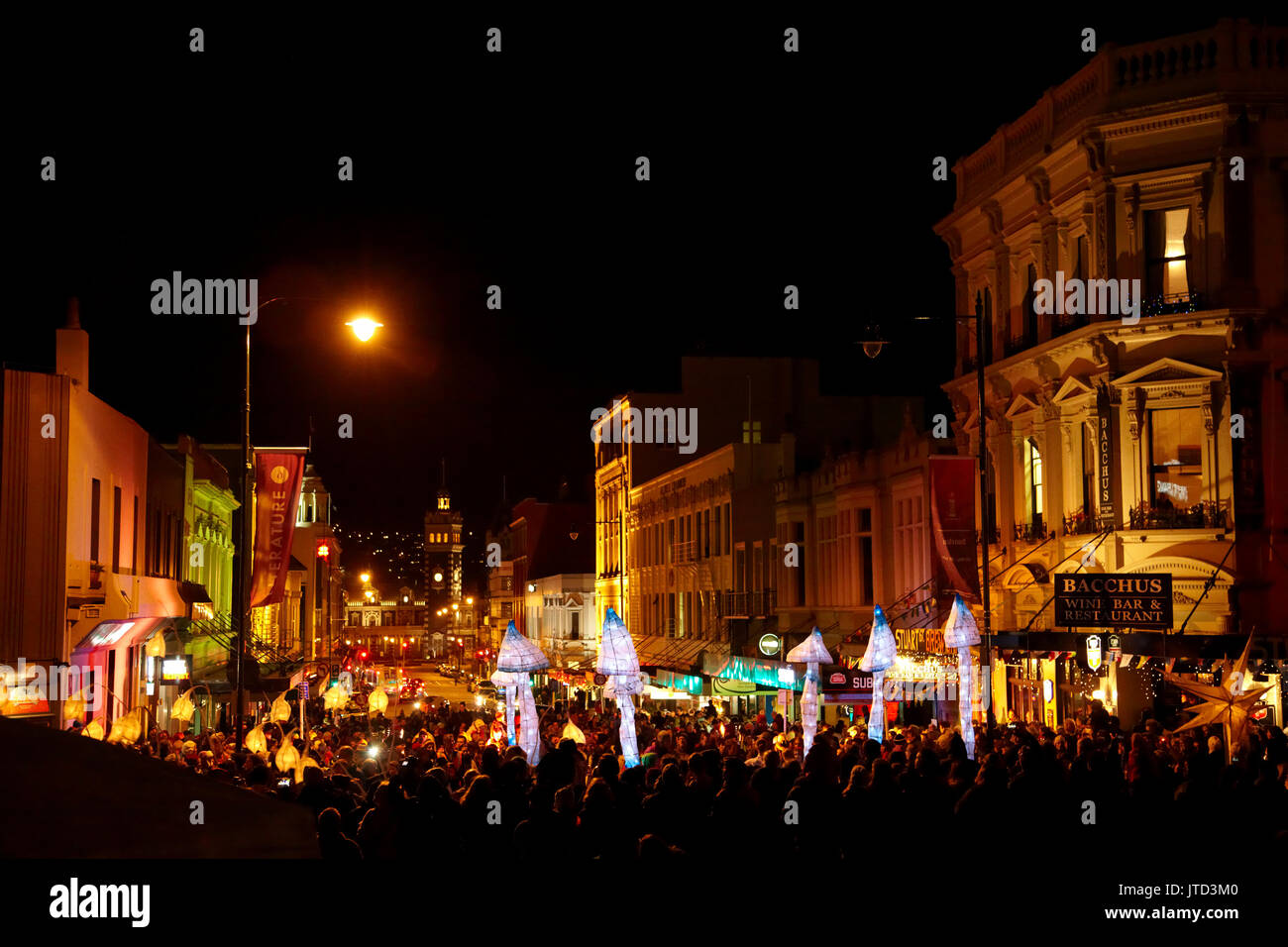 Lantern parade, Mid-Winter Carnival, The Octagon, Dunedin, South Island, New Zealand Stock Photo