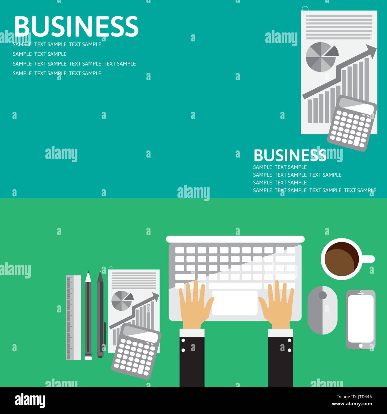 Vector illustration. Flat backgrounds set for Business Stock Vector
