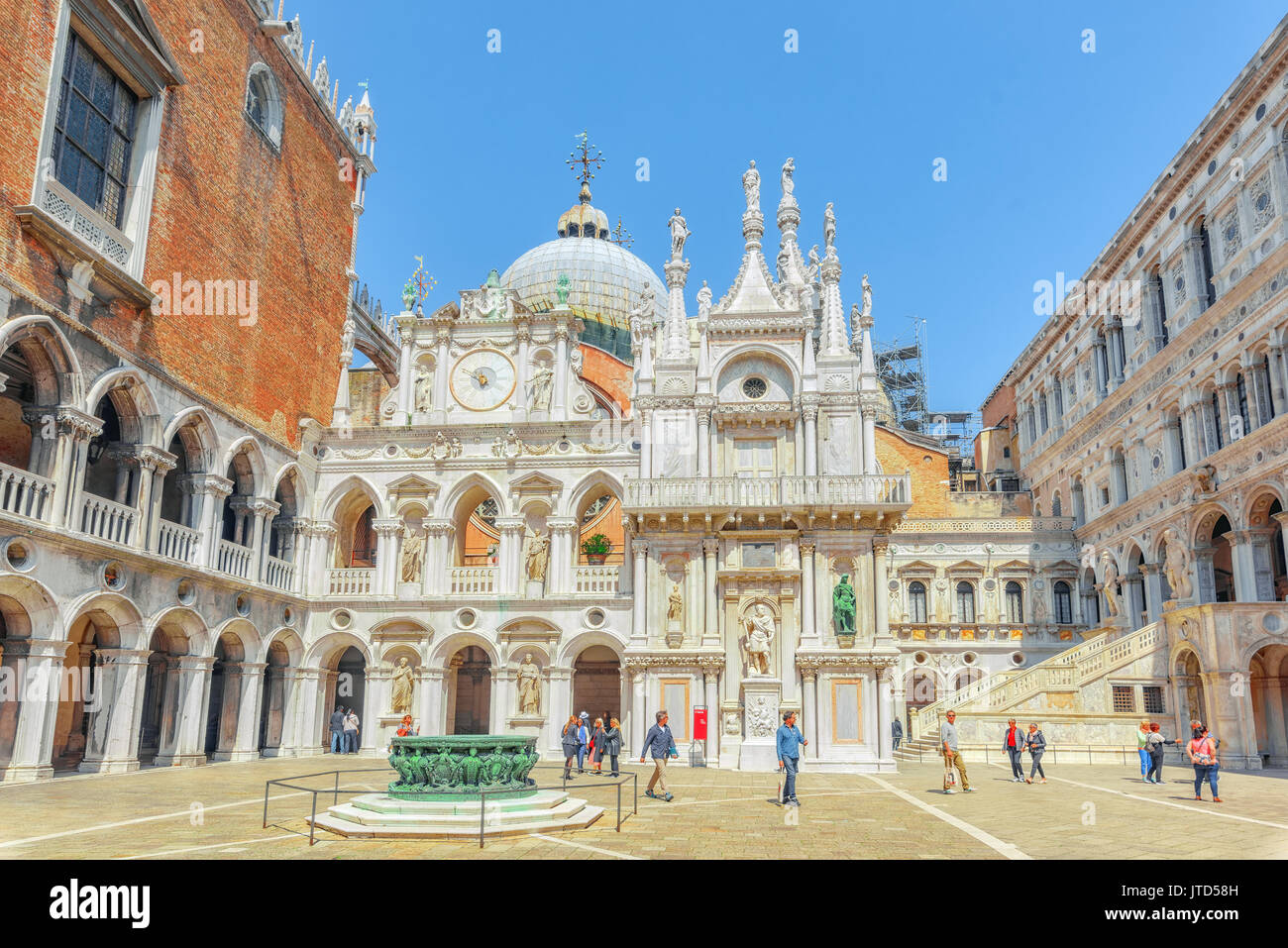 VENICE, ITALY - MAY 12, 2017 :Patio of St. Mark's Cathedral (Basilica di San Marcos)and the Doge's Palace (Palazzo Ducale) , Italy. Stock Photo