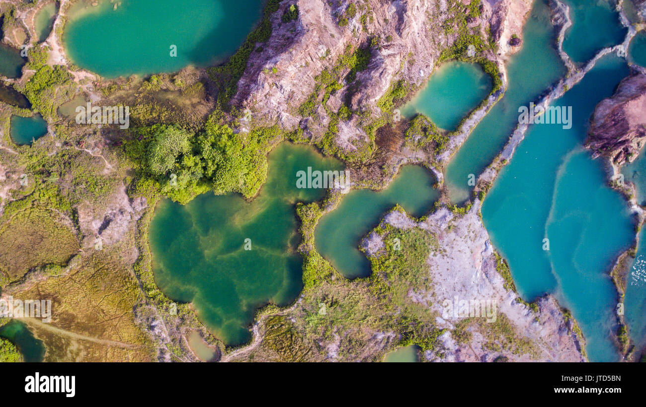 A beautiful top view of nature lake. Stock Photo