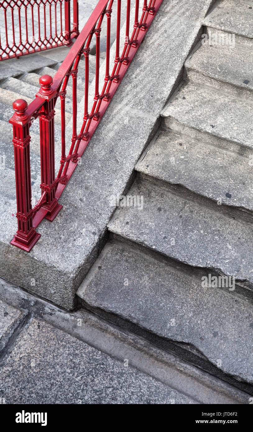 Steps with Red Railings - Porto - Portugal Stock Photo - Alamy