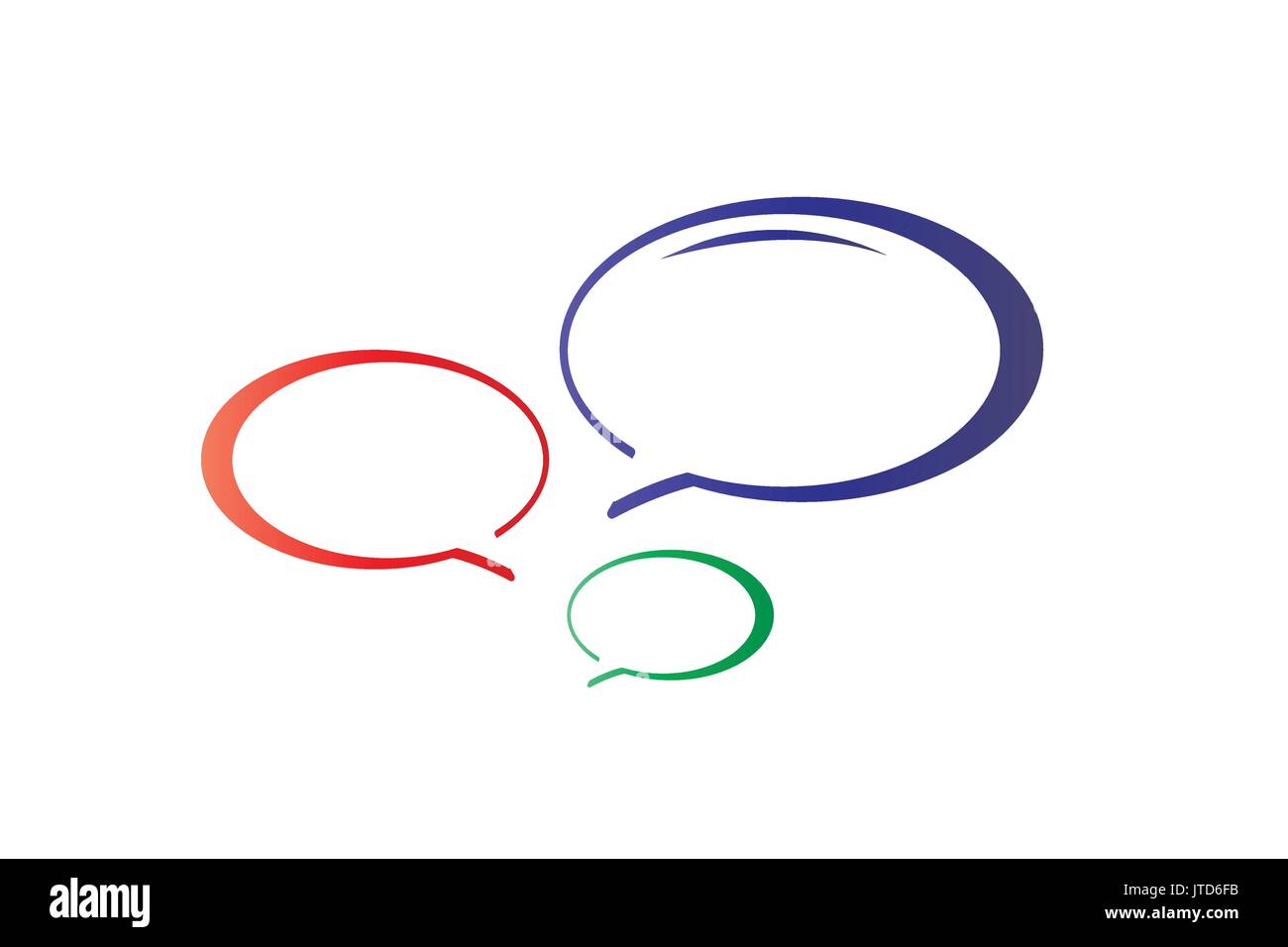 three talk bubbles illustration, icon design, isolated on white background. Stock Vector