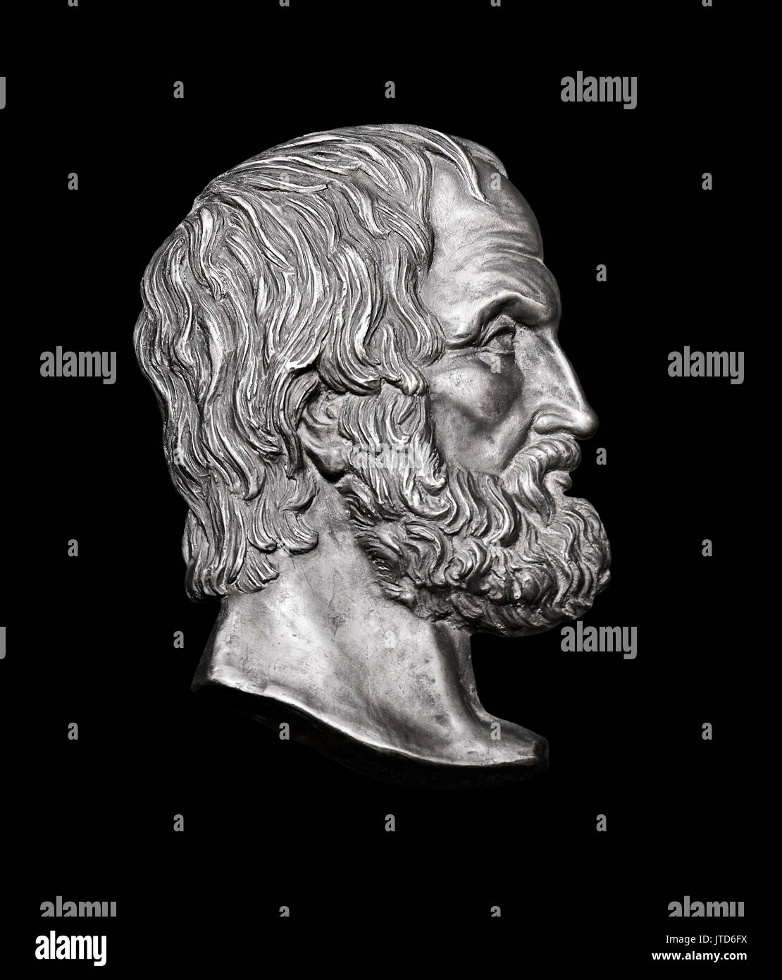 Greek Novelist Euripides on Black Background Stock Photo