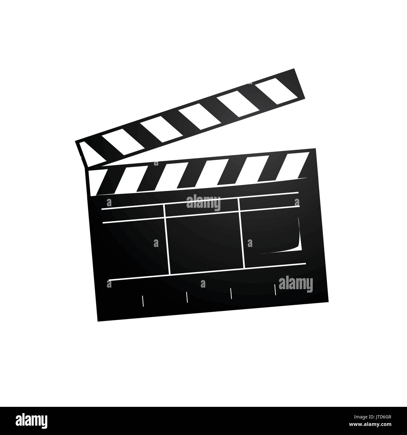 clapperboard illustration, icon design, isolated on white background. Stock Vector
