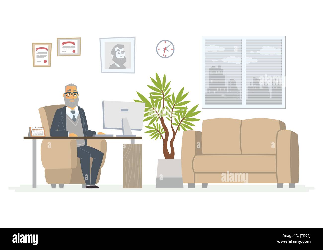 Office Head - modern vector cartoon business character illustration Stock Vector