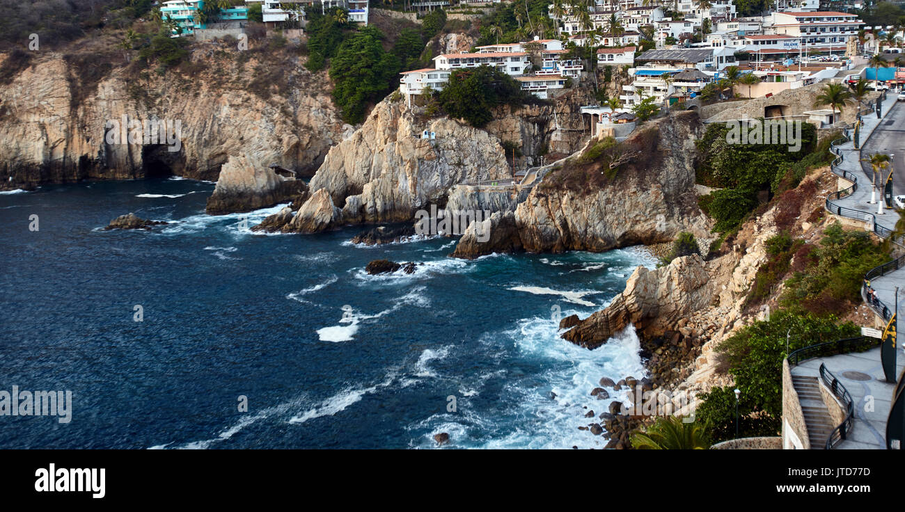 America; Mexico; Guerrero; Acapulco city ; coastline; view over the cliff Stock Photo
