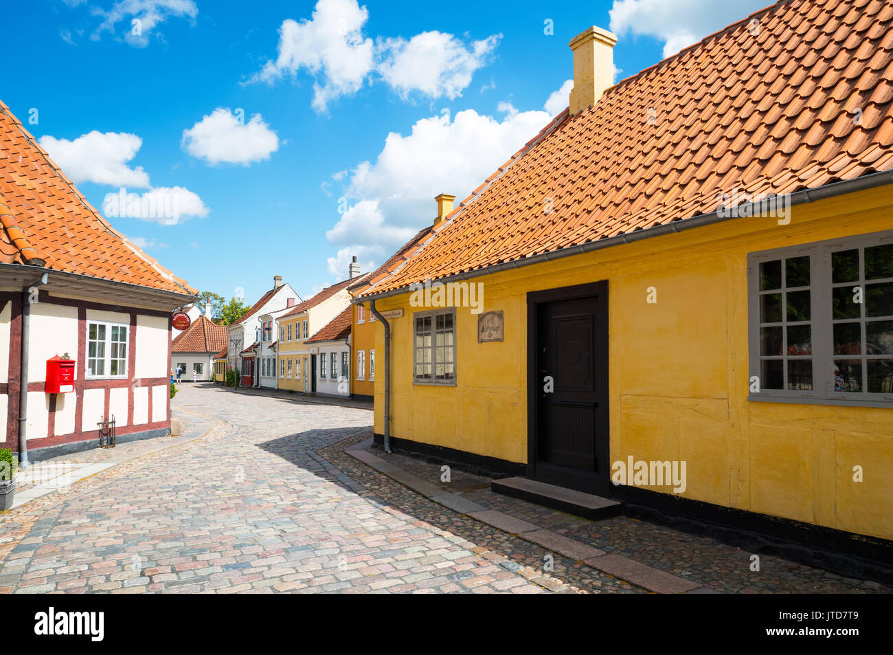 Odense Denmark Traditional Houses In The Old Town With The Hans Christian Andersen Home In The Foreground Right Stock Photo Alamy