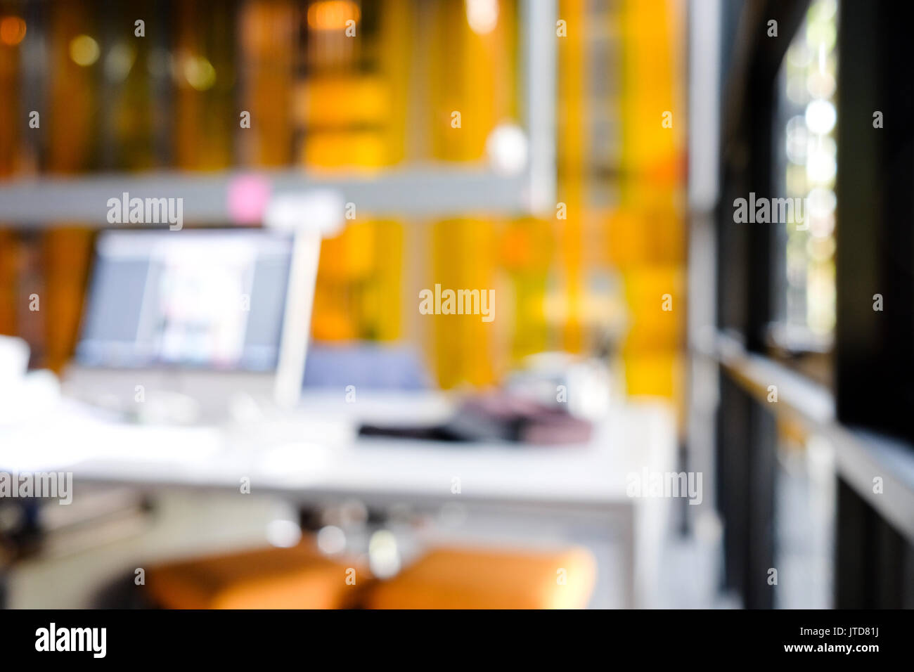 Office Desk Background Out Of Focus Stock Photo Alamy