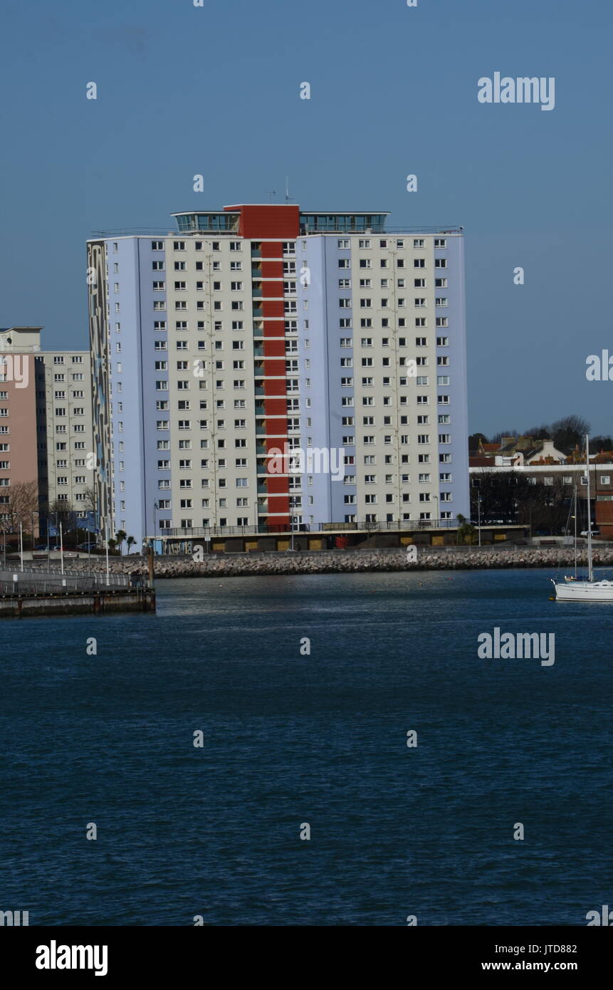 High rise tower block Portsmouth landscape UK Stock Photo