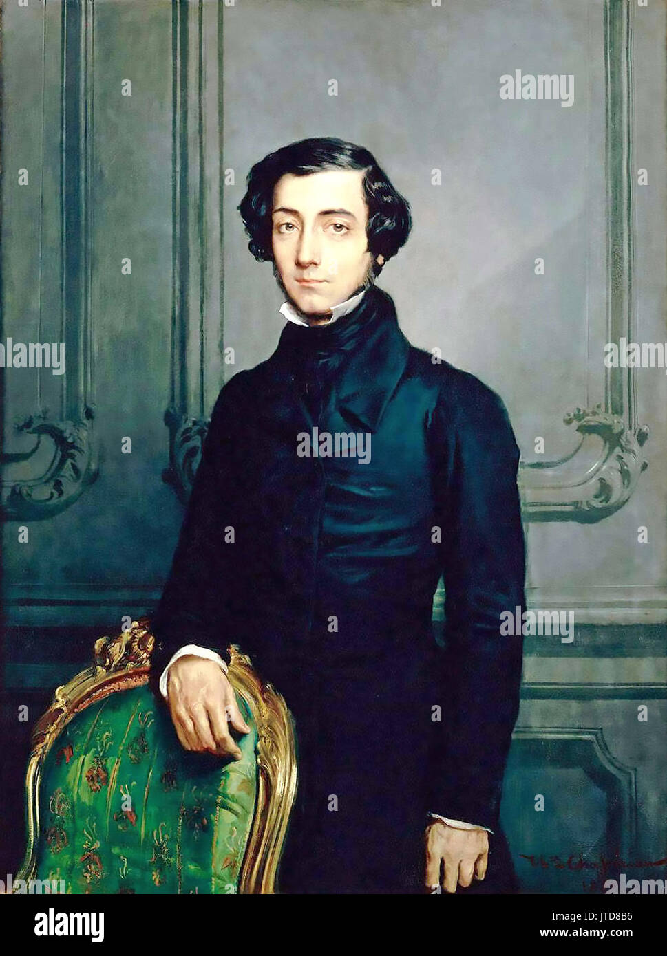 ALEXIS de TOCQUEVILLE (1805-1859) French historian and diplomat in an 1850 painting by Theodore Chasseriau Stock Photo