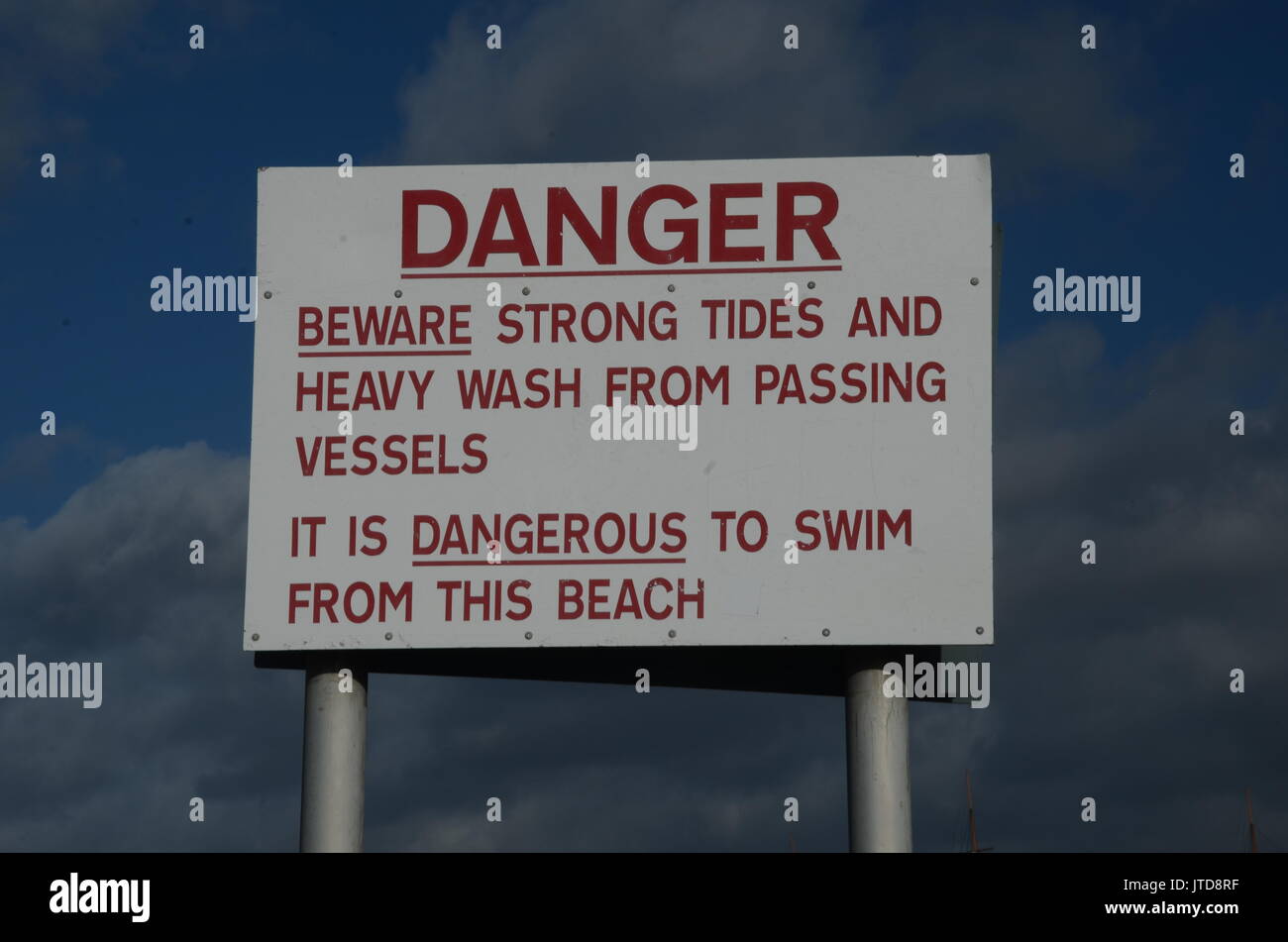 risk of flooding, flood warning sign Stock Photo