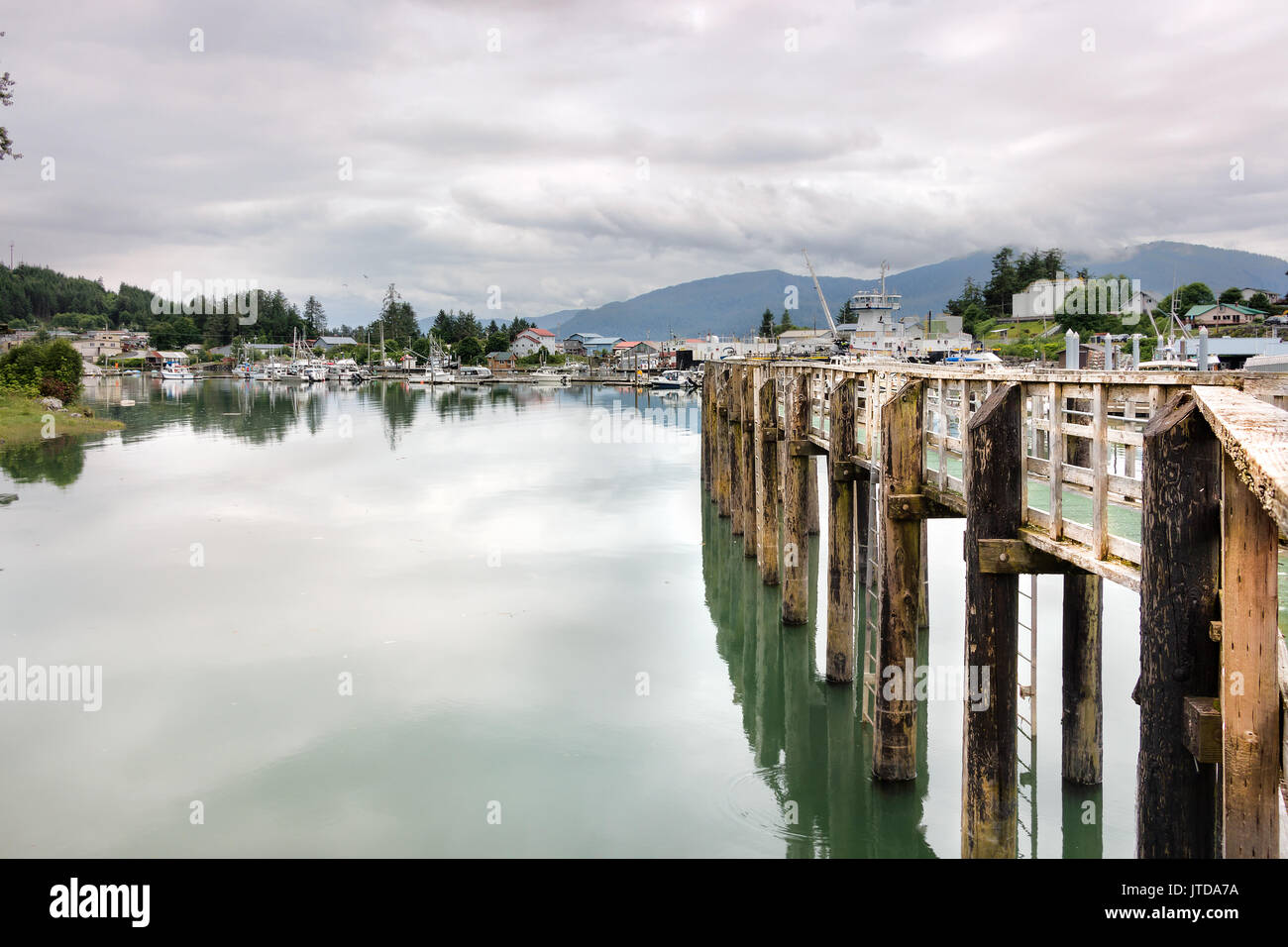 View of the TheReliance Harbour in Wrangell, Alaska. Stock Photo