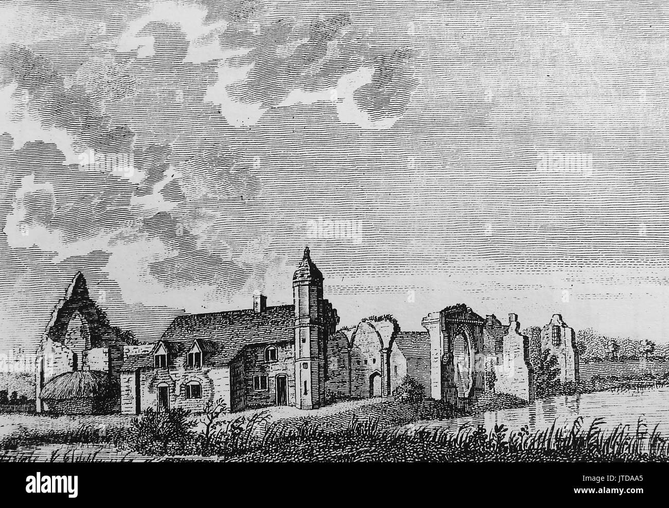 Dudley Priory  (formerly Worcestershire) as seen in a 1776 engraving Stock Photo