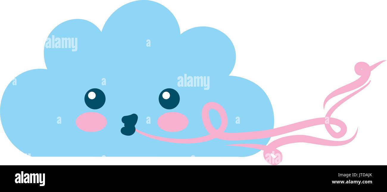 Beautiful fantasy cloud with wind kawaii character Stock Vector Image ...