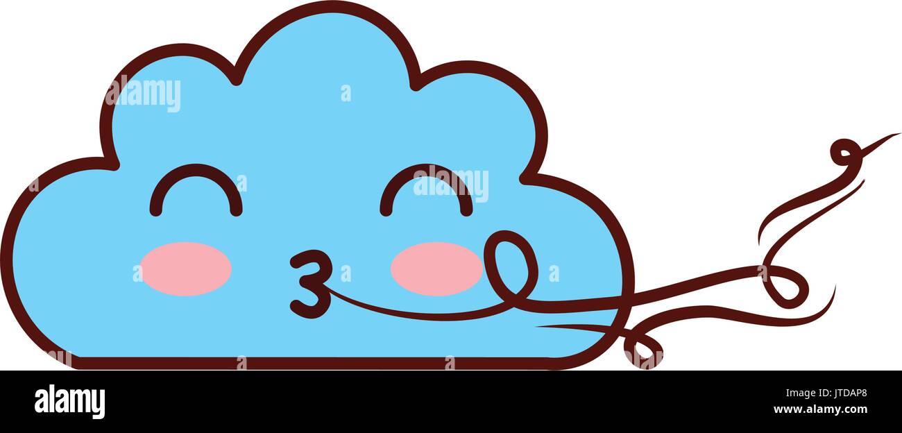 Beautiful fantasy cloud with wind kawaii character Stock Vector Image ...