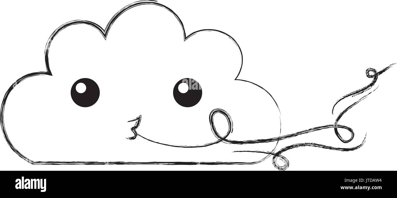 Beautiful fantasy cloud with wind kawaii character Stock Vector Image ...
