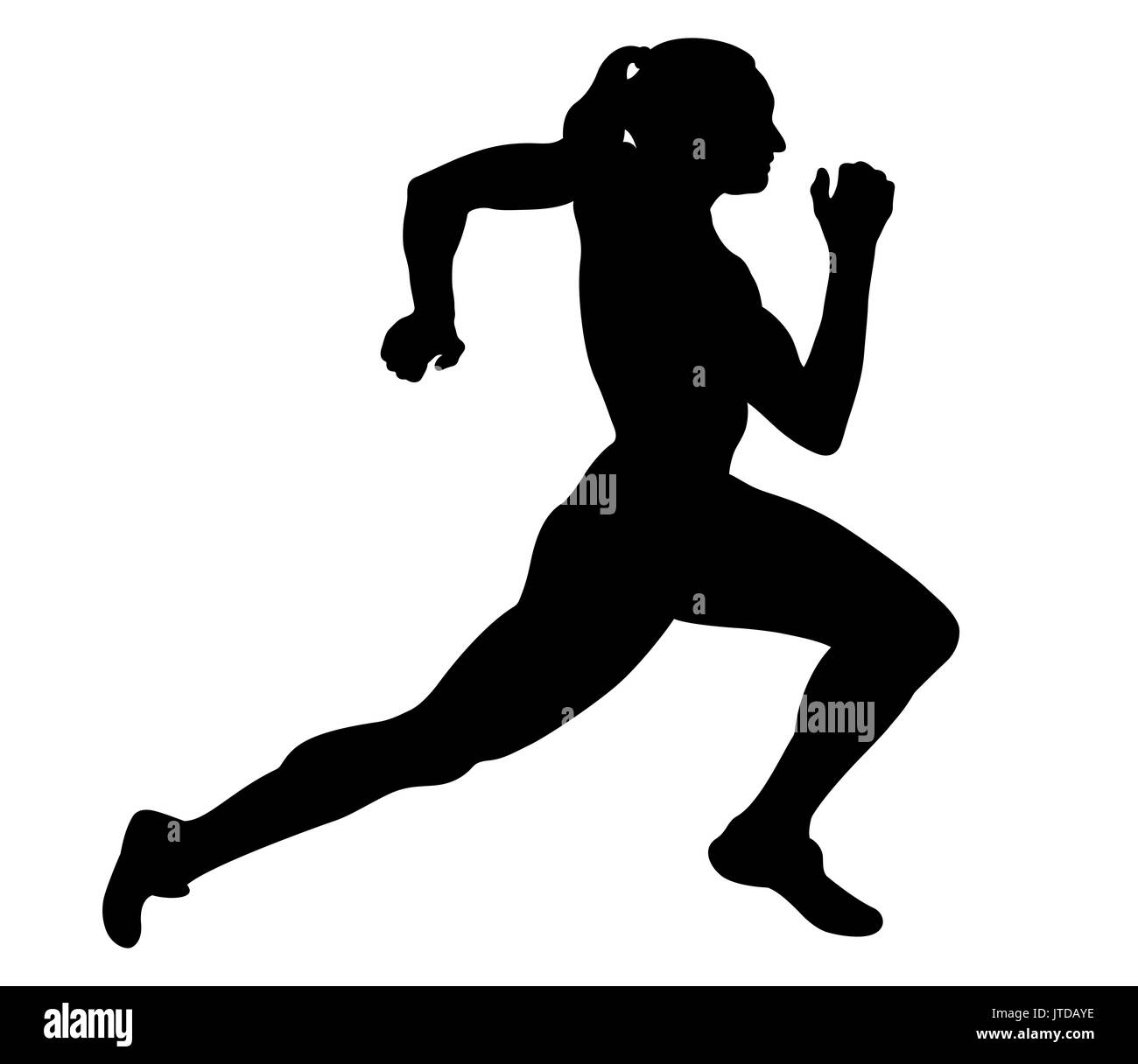 fast running woman sprinter runner black silhouette Stock Photo