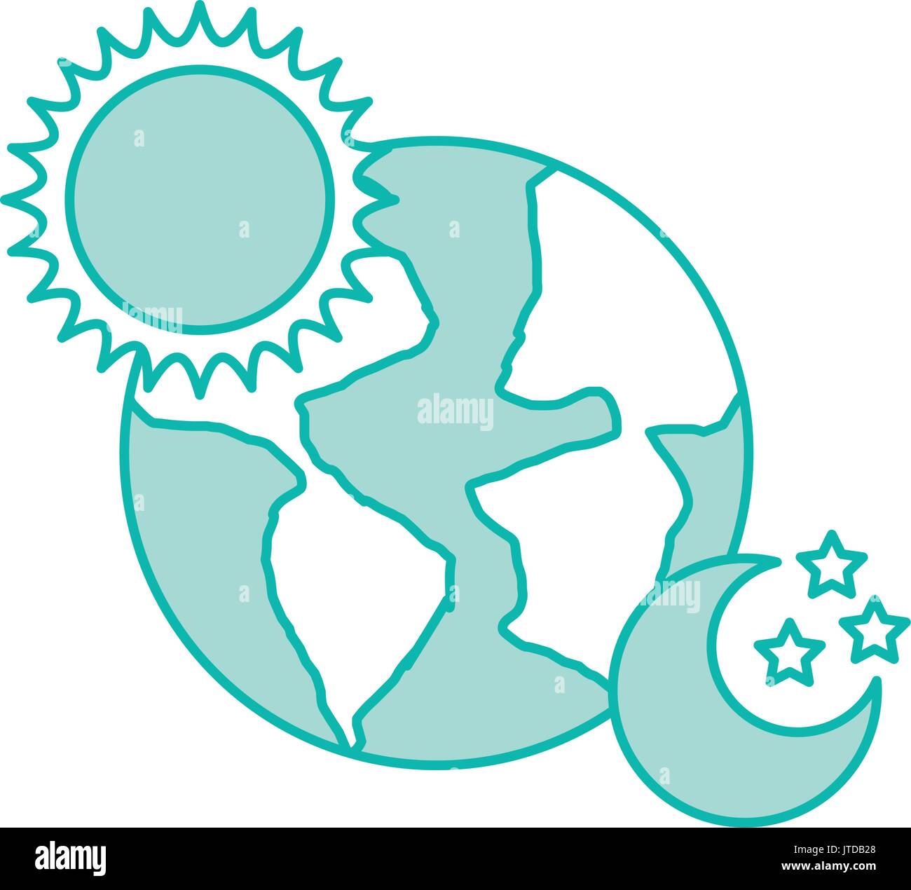 world planet earth with sun and moon Stock Vector Image & Art - Alamy