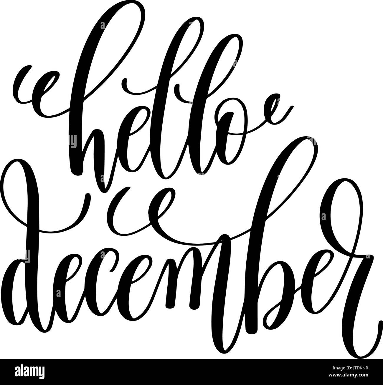 hello december hand lettering inscription to winter holiday Stock Vector
