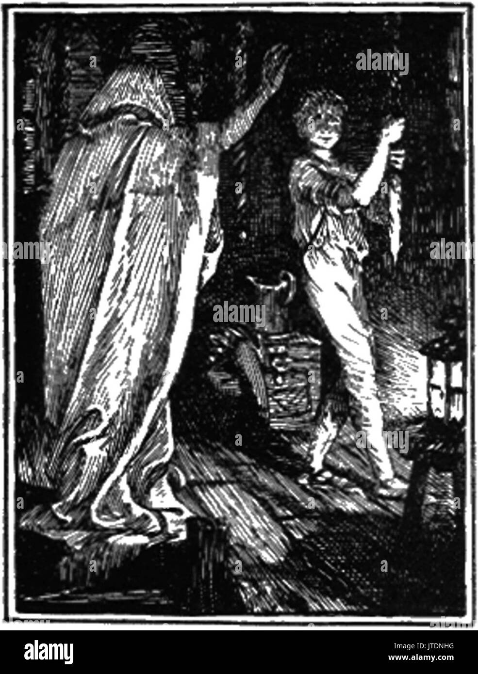 The Tale of the Youth who set out to learn what fear was from the Blue Fairy Book by Andrew Lang 1889 1 Stock Photo