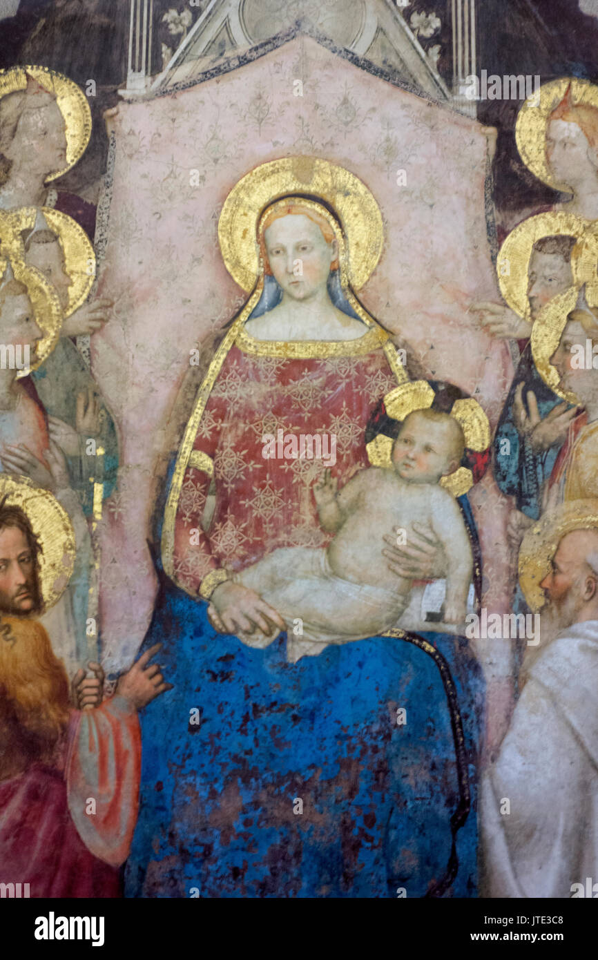 Giottino, Madonna e Santi fresco in Accademia, Florence, Italy, 2017. Stock Photo