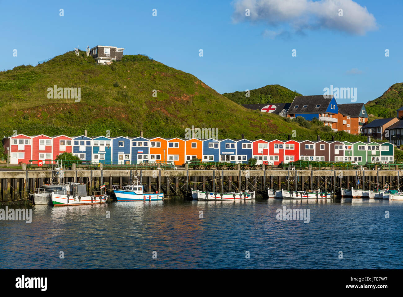 Bright and colorful houses on the island of Helgoland Stock Photo