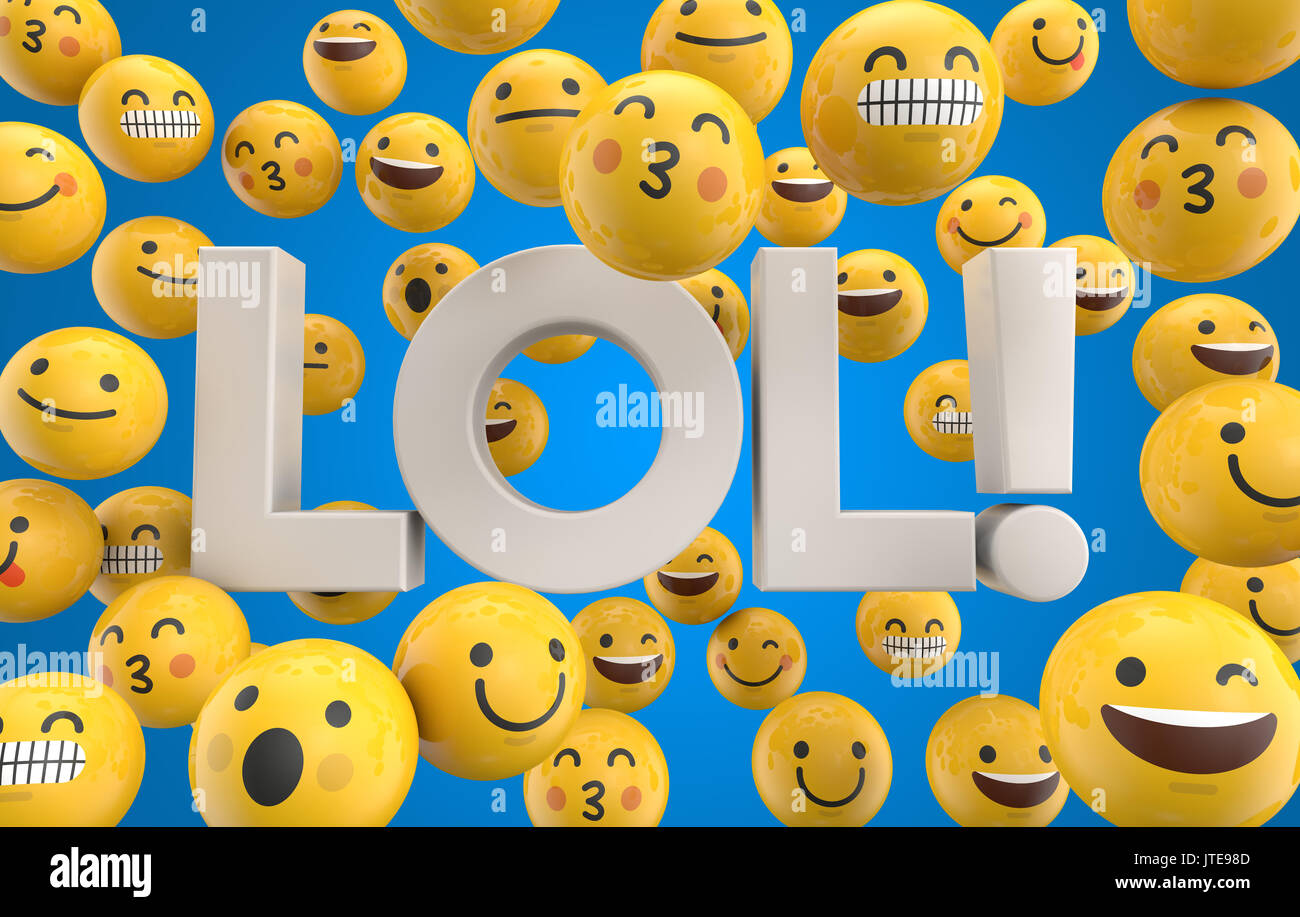 Set of emoji emoticon character faces with the word LOL, 3D Rendering Stock  Photo - Alamy
