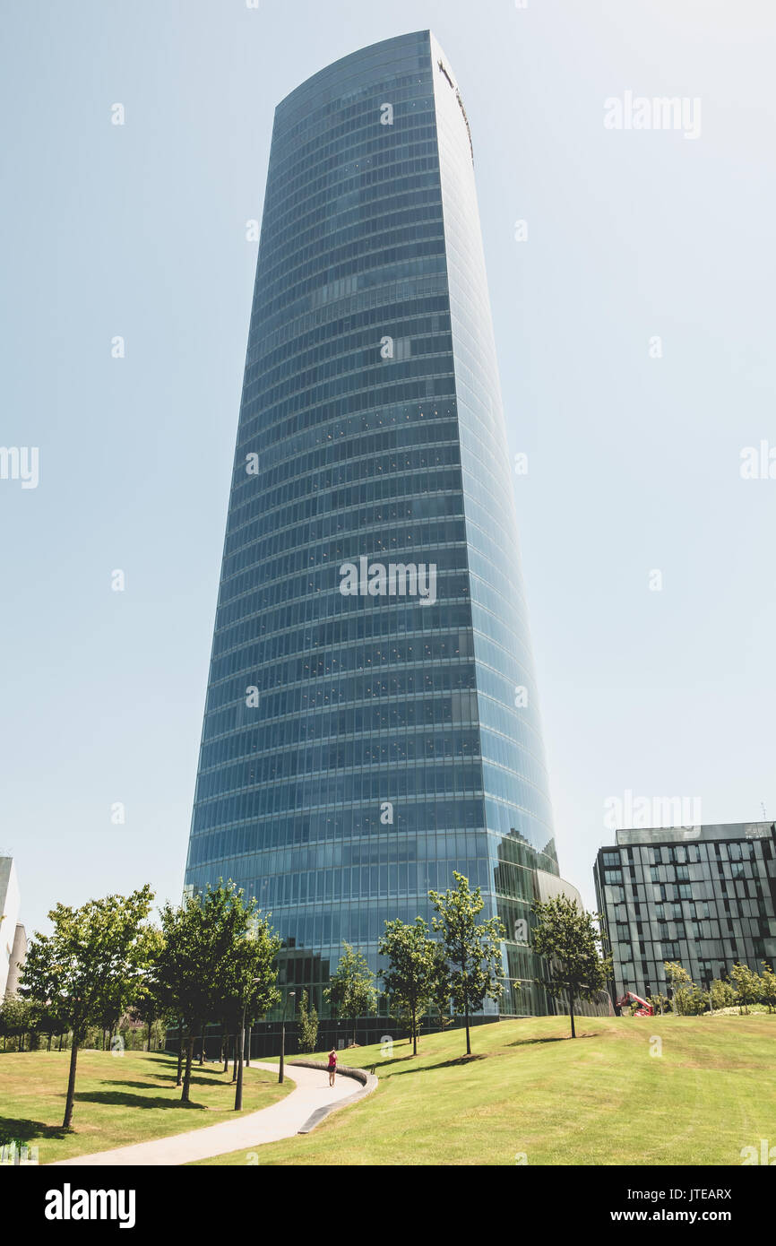Bilbao, Spain July 19, 2016 Closeup on the skyscraper Iberdrola