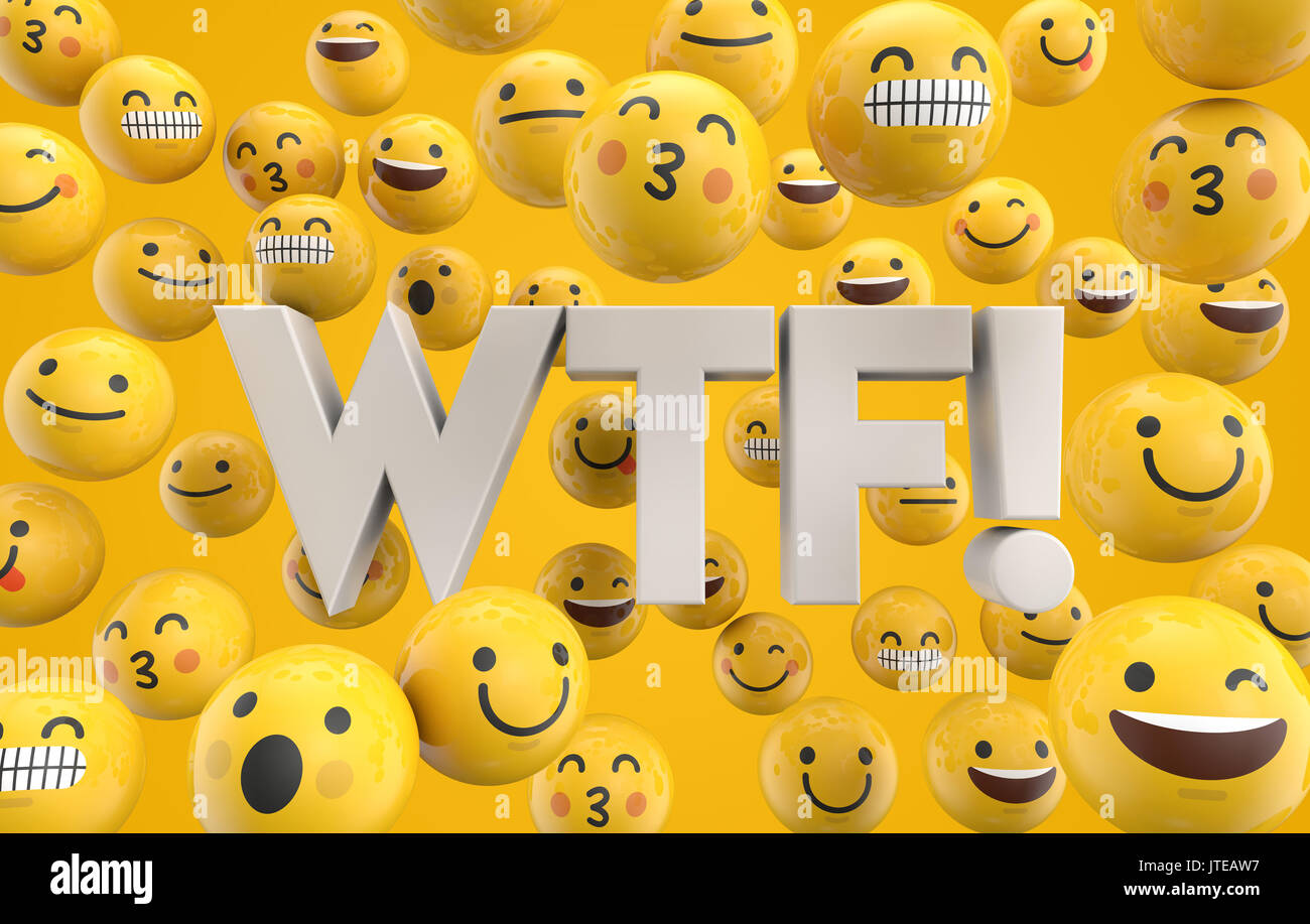 Set of emoji emoticon character faces with the word WTF, 3D Rendering Stock  Photo - Alamy