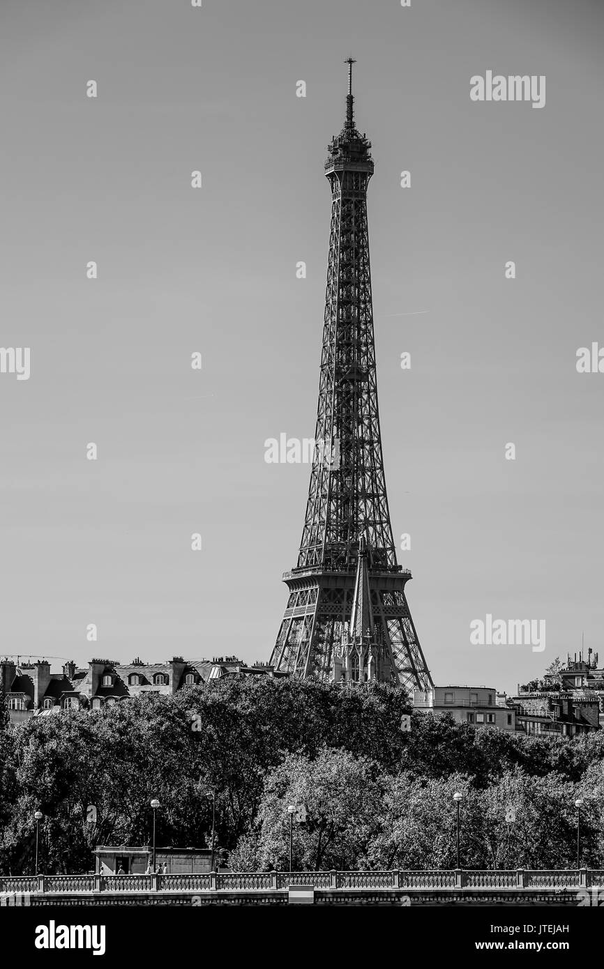The Eiffel Tower in Paris - view from Alexandre III Bridge Stock Photo